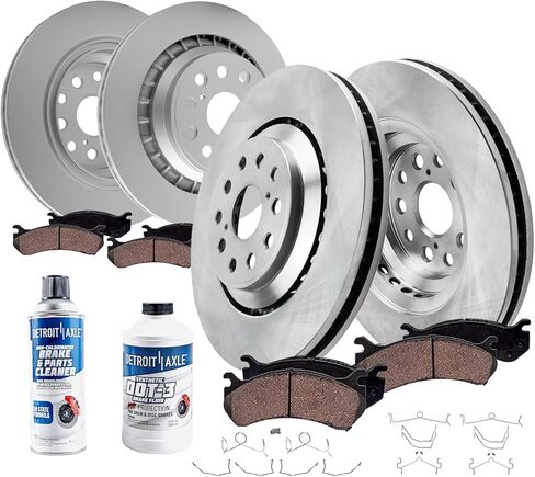 Detroit Axle - Brake Kit for 2008-2017 Honda Accord, Drilled Slotted Brakes Rotors Ceramic Brake Pads 2009 2010 2011 2012 2013 2014 2015 2016: 11.10" inch Front and 11.10" inch Rear Rotors in Kuwait