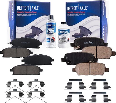 Detroit Axle - Brake Kit for 2008-2017 Honda Accord, Drilled Slotted Brakes Rotors Ceramic Brake Pads 2009 2010 2011 2012 2013 2014 2015 2016: 11.10" inch Front and 11.10" inch Rear Rotors in Kuwait