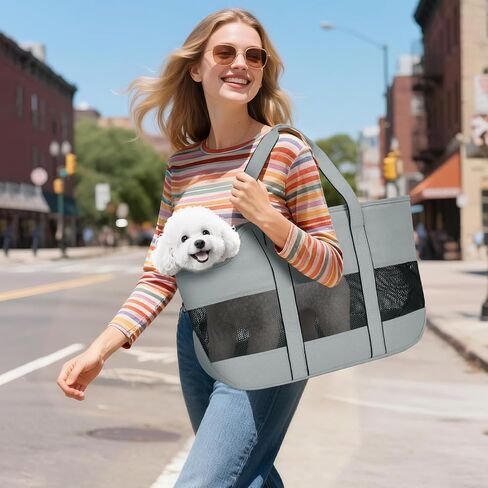 Lekereise Dog Pres Carrier للكلاب الصغيرة ، القطط - محفظة حامل الكلاب مع مقطع تسخير آمن ، حاملة حقيبة حمل الكلاب ، مساحة كبيرة ، تصميم تنفس (رمادي) in Kuwait