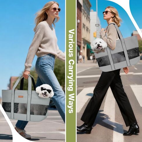 Lekereise Dog Pres Carrier للكلاب الصغيرة ، القطط - محفظة حامل الكلاب مع مقطع تسخير آمن ، حاملة حقيبة حمل الكلاب ، مساحة كبيرة ، تصميم تنفس (رمادي) in Kuwait