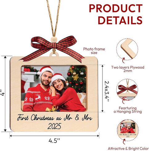Wedding Picture Frames Ornament 2025, Personalized Wedding Gifts for Couples 2025, Engagement Photo Frame Ornament, Mr & Mrs Gifts, Bridal Shower Gift, Gift Ideas for Her, Married Couple, Newlywed in Kuwait
