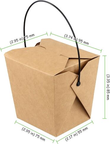 100 Pack 16oz Chinese Take Out Boxes, Kraft Take Out Box with Handle, Chinese Food Boxes, Chinese Box to Go for Restaurant, Bakery and Party in Saudi Arabia