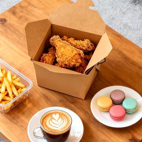 100 Pack 16oz Chinese Take Out Boxes, Kraft Take Out Box with Handle, Chinese Food Boxes, Chinese Box to Go for Restaurant, Bakery and Party in Saudi Arabia