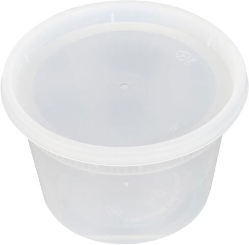 Asporto 16 oz Round Clear Plastic Soup Container - with Lid, Microwavable - 4 1/2" x 4 1/2" x 3" - 25 count box in Saudi Arabia