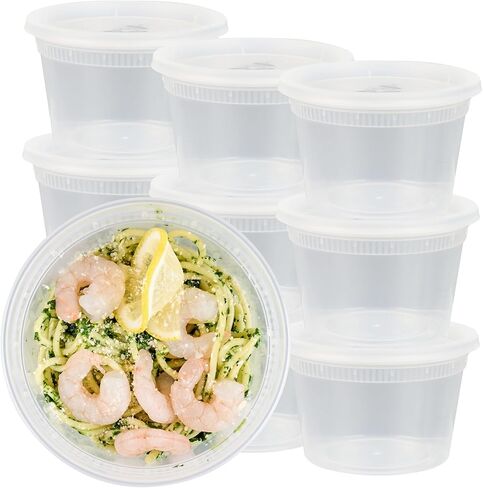 Asporto 16 oz Round Clear Plastic Soup Container - with Lid, Microwavable - 4 1/2" x 4 1/2" x 3" - 25 count box in Saudi Arabia