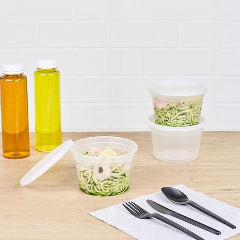 Asporto 16 oz Round Clear Plastic Soup Container - with Lid, Microwavable - 4 1/2" x 4 1/2" x 3" - 25 count box in Saudi Arabia