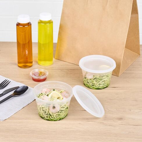 Asporto 16 oz Round Clear Plastic Soup Container - with Lid, Microwavable - 4 1/2" x 4 1/2" x 3" - 25 count box in Saudi Arabia