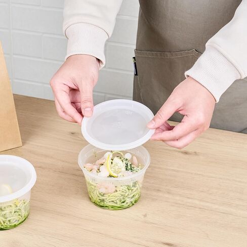 Asporto 16 oz Round Clear Plastic Soup Container - with Lid, Microwavable - 4 1/2" x 4 1/2" x 3" - 25 count box in Saudi Arabia