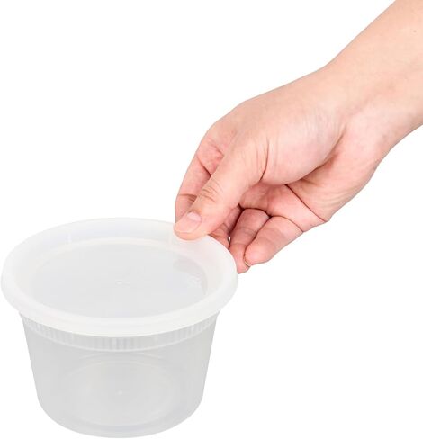 Asporto 16 oz Round Clear Plastic Soup Container - with Lid, Microwavable - 4 1/2" x 4 1/2" x 3" - 25 count box in Saudi Arabia