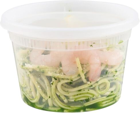 Asporto 16 oz Round Clear Plastic Soup Container - with Lid, Microwavable - 4 1/2" x 4 1/2" x 3" - 25 count box in Saudi Arabia