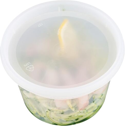 Asporto 16 oz Round Clear Plastic Soup Container - with Lid, Microwavable - 4 1/2" x 4 1/2" x 3" - 25 count box in Saudi Arabia