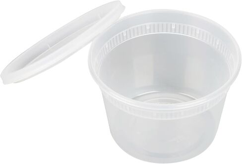 Asporto 16 oz Round Clear Plastic Soup Container - with Lid, Microwavable - 4 1/2" x 4 1/2" x 3" - 25 count box in Saudi Arabia