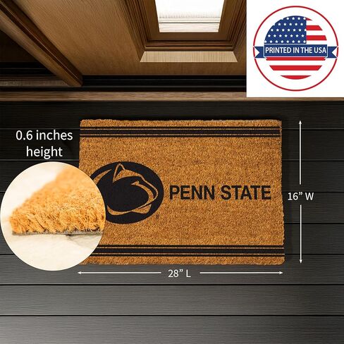 NCAA Penn State Coir Door Mat, Indoor and Outdoor Entryway, 28 x 16 Inches Non Slip Back Welcome Floor Mats for Muddy Dog Paws, Weather-Resistant Front Door Entrance Home Décor in Saudi Arabia