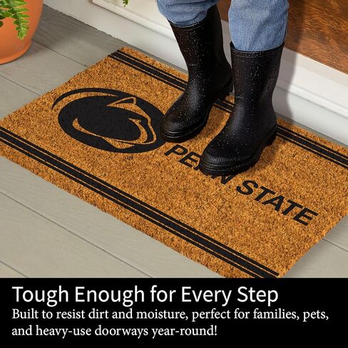 NCAA Penn State Coir Door Mat, Indoor and Outdoor Entryway, 28 x 16 Inches Non Slip Back Welcome Floor Mats for Muddy Dog Paws, Weather-Resistant Front Door Entrance Home Décor in Saudi Arabia