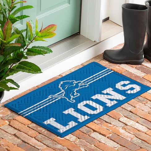 Team Sports America NFL Entrance Doormat | 28 x 16 Inches | Embossed Cross Hatch | Non - Slip Backing | Indoor and Outdoor Home Décor (Detroit Lions) in Saudi Arabia