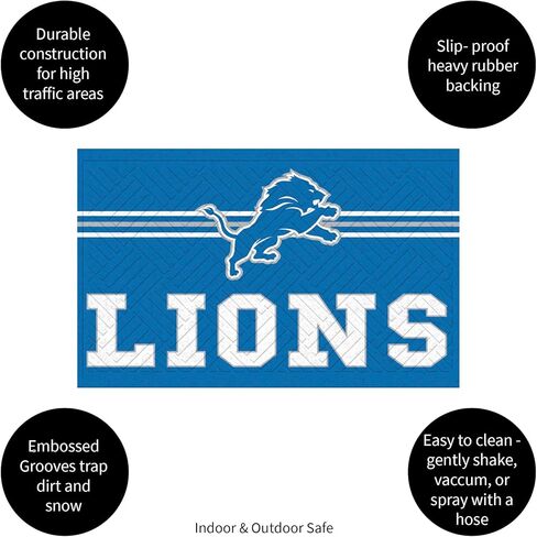 Team Sports America NFL Entrance Doormat | 28 x 16 Inches | Embossed Cross Hatch | Non - Slip Backing | Indoor and Outdoor Home Décor (Detroit Lions) in Saudi Arabia
