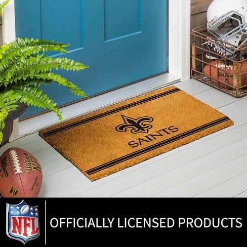 سجادة باب من ألياف جوز الهند الطبيعية من فريق سبورتس أمريكا NFL نيو أورليانز ساينتس | مدخل داخلي وخارجي | 28 × 16 بوصة | عدم الانزلاق مرة أخرى | ترحيب الحصير | كفوف الكلب الموحلة | ديكور المنزل لمدخل الباب الأمامي in Saudi Arabia