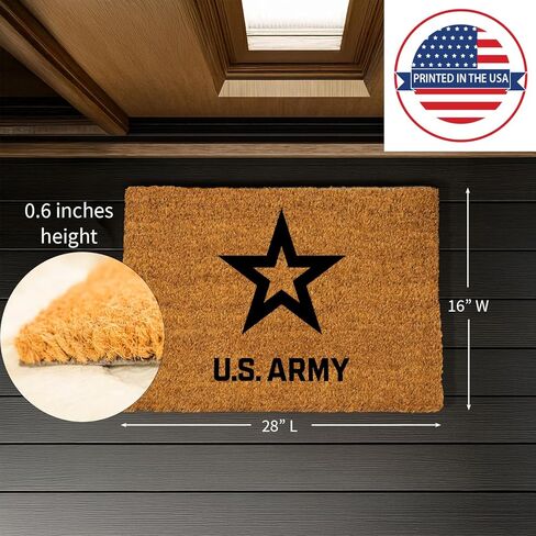 US Army Welcome Mat Coir Doormat, 28" x 16" Front Door Mat Outdoor Entrance, No Slip Door Rugs Entryway Indoor in Saudi Arabia