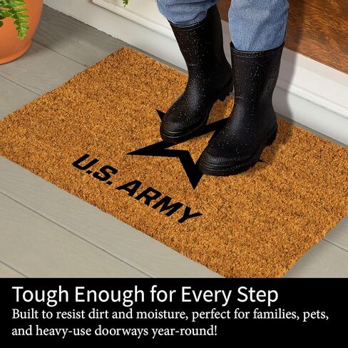 US Army Welcome Mat Coir Doormat, 28" x 16" Front Door Mat Outdoor Entrance, No Slip Door Rugs Entryway Indoor in Saudi Arabia