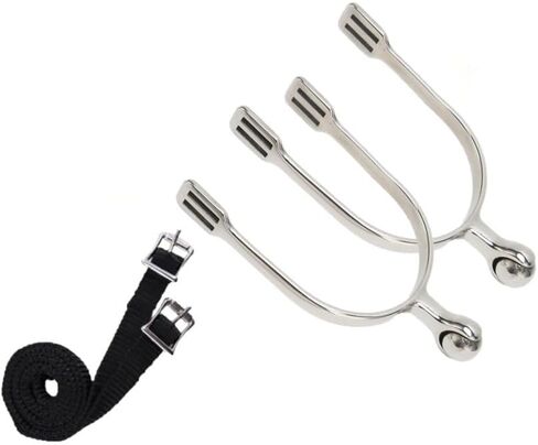 نتوءات غربية من الفولاذ المقاوم للصدأ من Horse Spur، مقترنة بحزام شريط منسوج من البولي بروبيلين، مناسبة لرعاة البقر الغربيين والفروسية-MP1229-04 in Kuwait