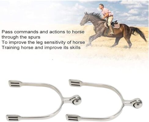 نتوءات غربية من الفولاذ المقاوم للصدأ من Horse Spur، مقترنة بحزام شريط منسوج من البولي بروبيلين، مناسبة لرعاة البقر الغربيين والفروسية-MP1229-04 in Kuwait