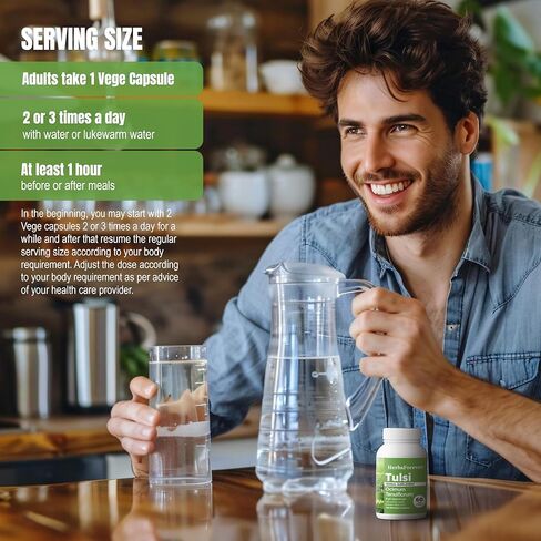 HerbsForever Tulsi (Holy Basil)-Extra Strength (10:1)Extract, Equiv.to 2250mg Leaves Powder Per Serving- Supports Immunity,Respiratory & Stress Relief|Antioxidant|2%Ursolic Acid|60Veg Capsules|750mg in Kuwait