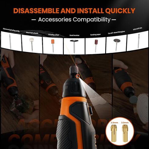 HARDELL Cordless 4V Rotary Tool Kit, 6 ​​Adjustable Speed ​​with Digital Display, Rotary Tool with 80Pcs Accessories, 2000mAh Capacity Battery for Sanding, Grinding, Drilling, Engraving in Kuwait