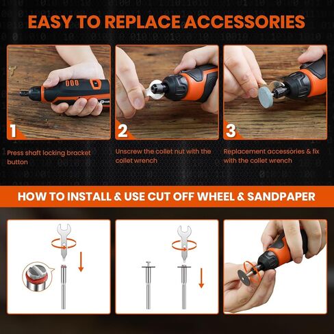 HARDELL Cordless 4V Rotary Tool Kit, 6 ​​Adjustable Speed ​​with Digital Display, Rotary Tool with 80Pcs Accessories, 2000mAh Capacity Battery for Sanding, Grinding, Drilling, Engraving in Kuwait