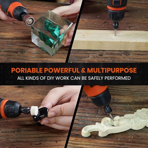 HARDELL Cordless 4V Rotary Tool Kit, 6 ​​Adjustable Speed ​​with Digital Display, Rotary Tool with 80Pcs Accessories, 2000mAh Capacity Battery for Sanding, Grinding, Drilling, Engraving in Kuwait