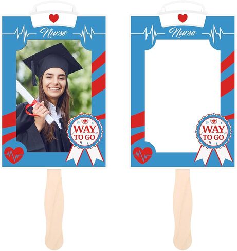 Weysat 12 Pcs Graduation Fans for 5x7 Pictures Class of 2025 Personalized Hand Fans Photo Props Big Head Cutout on a Stick Blank Congrats Grad DIY Photo Frames for Prom Decoration Class Party in Saudi Arabia