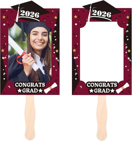 Weysat 12 Pcs Graduation Fans for 5x7 Pictures Class of 2025 Personalized Hand Fans Photo Props Big Head Cutout on a Stick Blank Congrats Grad DIY Photo Frames for Prom Decoration Class Party in Saudi Arabia