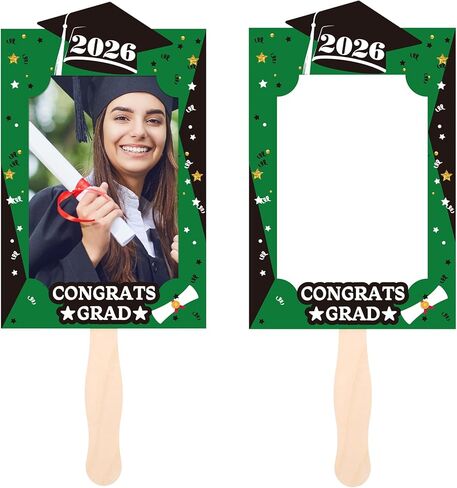 Weysat 12 Pcs Graduation Fans for 5x7 Pictures Class of 2025 Personalized Hand Fans Photo Props Big Head Cutout on a Stick Blank Congrats Grad DIY Photo Frames for Prom Decoration Class Party in Saudi Arabia