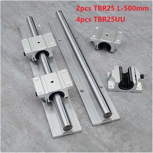 2 قطعة TBR25 L-500mm دعم السكك الحديدية دليل خطي + 4 قطعة TBR25UU تحمل كتل in Kuwait