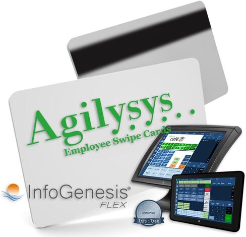 25 Agilysys InfoGenesis POS Employee Swipe Cards (HiCo) + 1 Credit Card Reader Cleaning Card in Kuwait