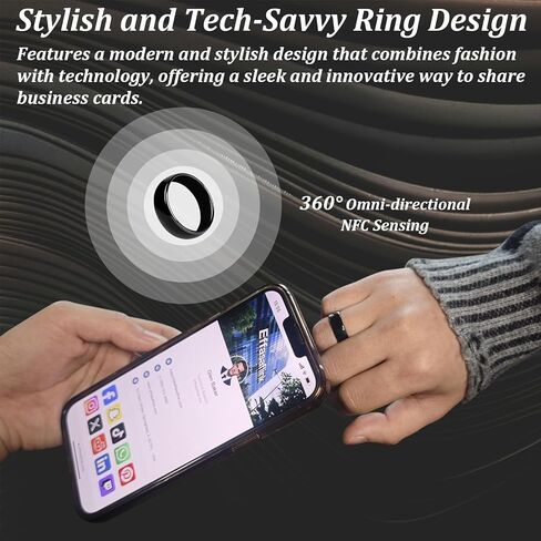 Customized Online Profile, Digital Business Card, NFC Ring, Tap to Share Social Information, for iPhone & Android (#10) in Saudi Arabia