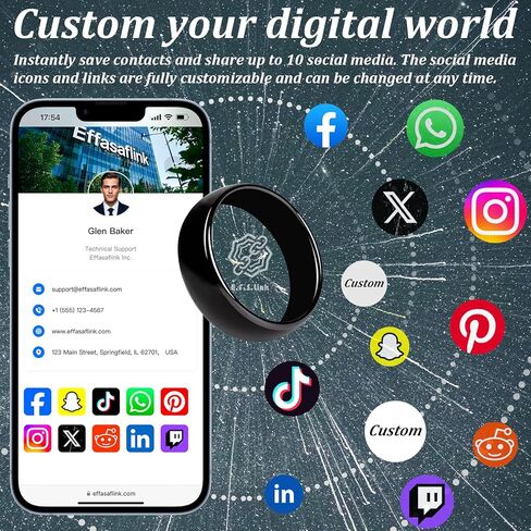 Customized Online Profile, Digital Business Card, NFC Ring, Tap to Share Social Information, for iPhone & Android (#10) in Saudi Arabia