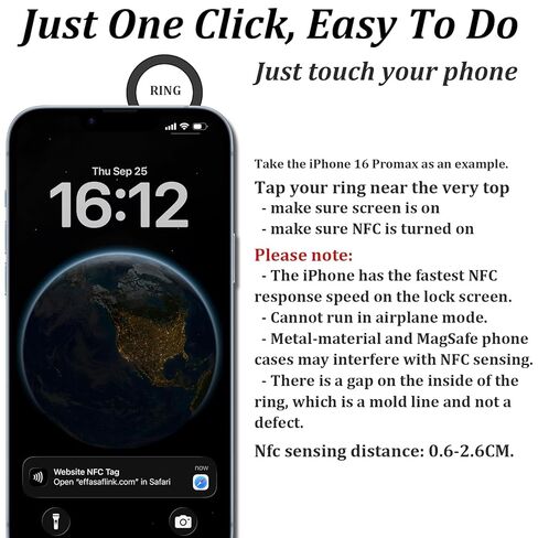 Customized Online Profile, Digital Business Card, NFC Ring, Tap to Share Social Information, for iPhone & Android (#10) in Saudi Arabia