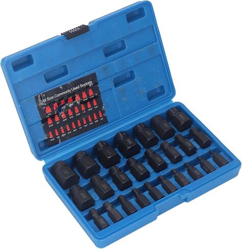 Generic 25 Pcs Cr Mo Steel Screw Extractor, Hex Head Broken Stud Remover Set, Damaged Stud Tool with Etched Surface, Ideal for Repair & Maintenance in Saudi Arabia