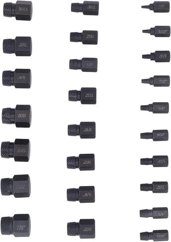 Generic 25 Pcs Cr Mo Steel Screw Extractor, Hex Head Broken Stud Remover Set, Damaged Stud Tool with Etched Surface, Ideal for Repair & Maintenance in Saudi Arabia