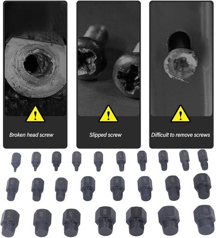 Generic 25 Pcs Cr Mo Steel Screw Extractor, Hex Head Broken Stud Remover Set, Damaged Stud Tool with Etched Surface, Ideal for Repair & Maintenance in Saudi Arabia