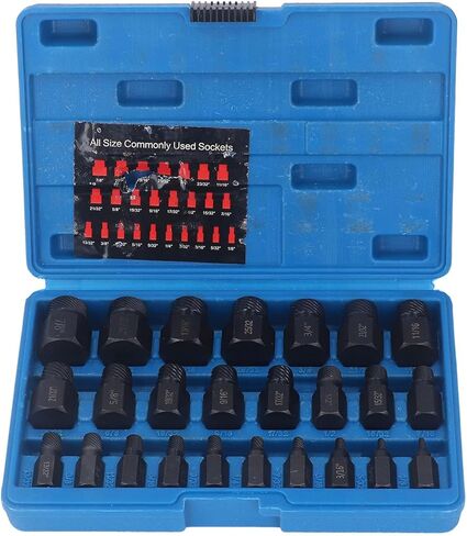 Generic 25 Pcs Cr Mo Steel Screw Extractor, Hex Head Broken Stud Remover Set, Damaged Stud Tool with Etched Surface, Ideal for Repair & Maintenance in Saudi Arabia