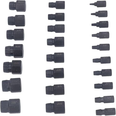 Generic 25 Pcs Cr Mo Steel Screw Extractor, Hex Head Broken Stud Remover Set, Damaged Stud Tool with Etched Surface, Ideal for Repair & Maintenance in Saudi Arabia
