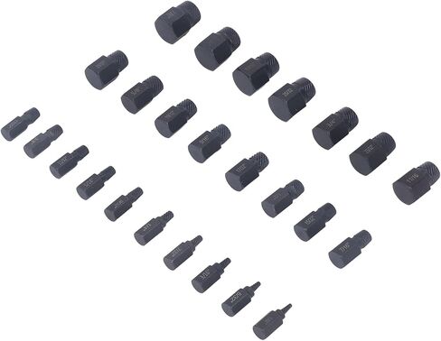 Generic 25 Pcs Cr Mo Steel Screw Extractor, Hex Head Broken Stud Remover Set, Damaged Stud Tool with Etched Surface, Ideal for Repair & Maintenance in Saudi Arabia