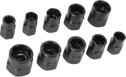 10PCS Bolt Extractor Set 40CR Steel Black Oxide Coated Bolt Nut Remover Tool Kit for 9-19mm Nuts 16-27mm Screws 3/8 Inch Drive in Saudi Arabia
