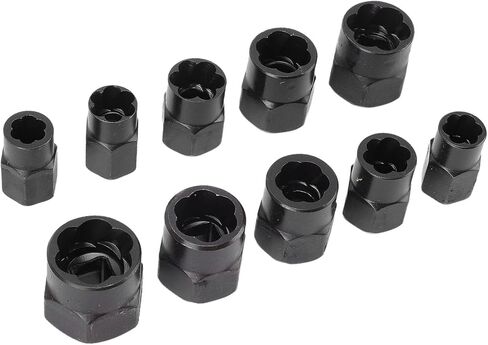 10PCS Bolt Extractor Set 40CR Steel Black Oxide Coated Bolt Nut Remover Tool Kit for 9-19mm Nuts 16-27mm Screws 3/8 Inch Drive in Saudi Arabia