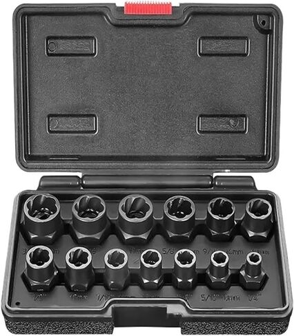 13Pieces Impact Bolt & Nut Remover Set Cr-Mo Steel Extractor Tool with Solid Storage Case Industrial Drop in Kuwait