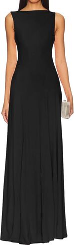 SHESEEWORLD Women's Summer Sleeveless Maxi Dresses Crew Neck High Waisted Cocktail Party Tank Dress in Kuwait