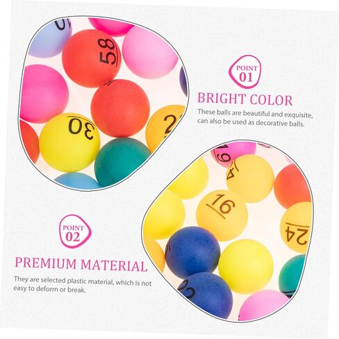 VICASKY 60Pcs Numbered Lottery Balls Plastic Seamless Game Balls for Raffles Parties and Entertainment Activities in Kuwait