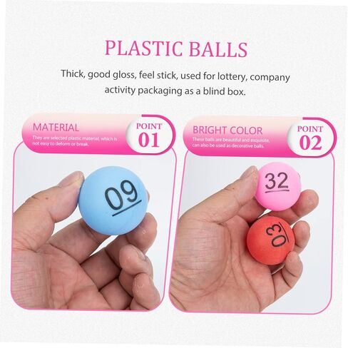 POPETPOP 60 قطعة من كرات اليانصيب الملونة لألعاب السحب والبنغو المرقمة 1-60 لوازم الحفلات البلاستيكية القوية للترفيه المنزلي والمناسبات in Saudi Arabia