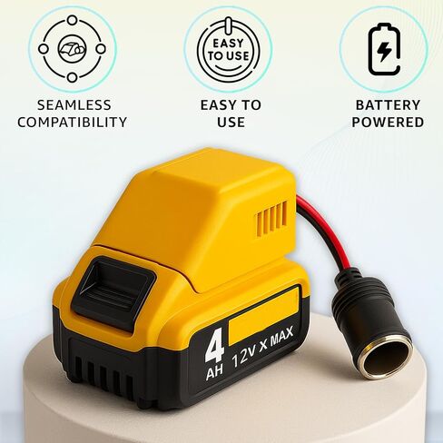 TONSIM Adapter for Dewalt 20V Battery - 20V to 12V Step Down Converter with Cigarette Lighter Interface - Power Your Car and Home Appliances with Dewalt Batteries Through Cigarette Lighter Adapter in Kuwait